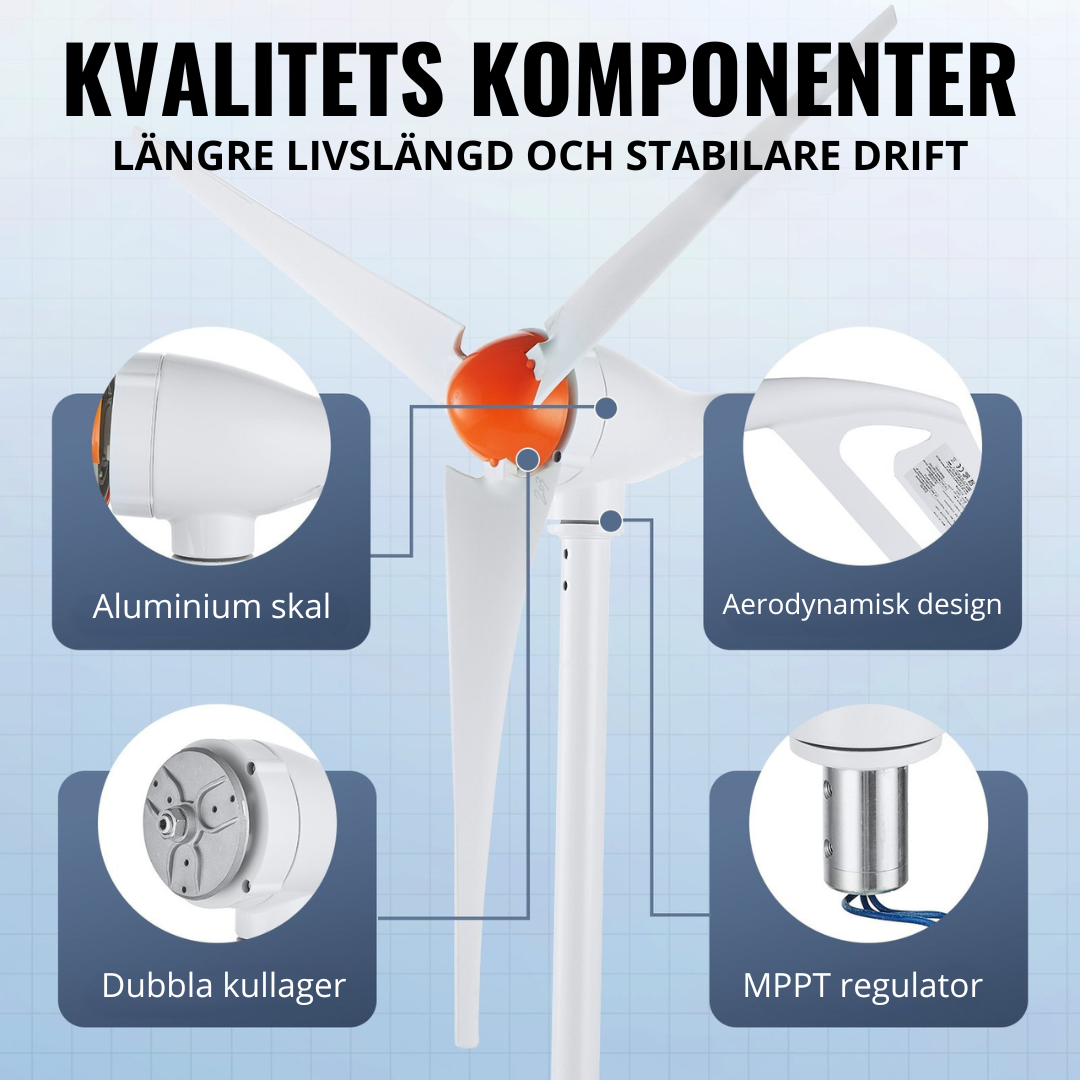 Tuuliturbiinipaketti 3 lapaa, MPPT-säädin 500 W