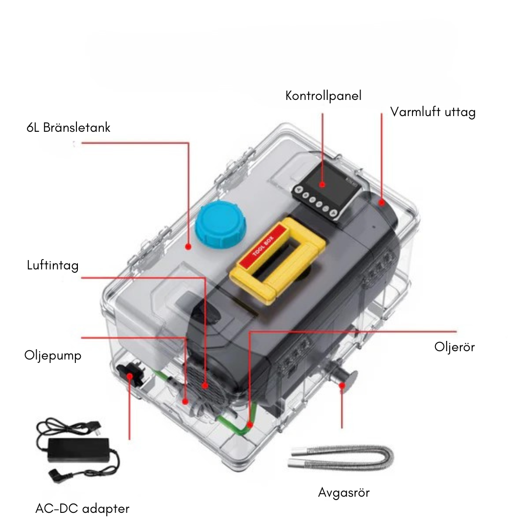 Dieselvärmare 8KW WiFi Fjärrstyrning Co2 Larm PRO KAMPANJ