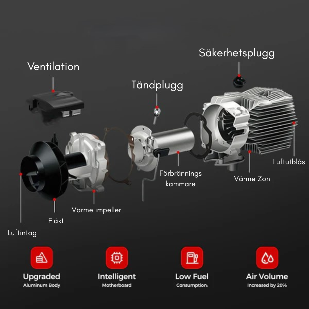 Dieselluftvärmare 8KW, allt-i-ett 12/240V - BLUETOOTH