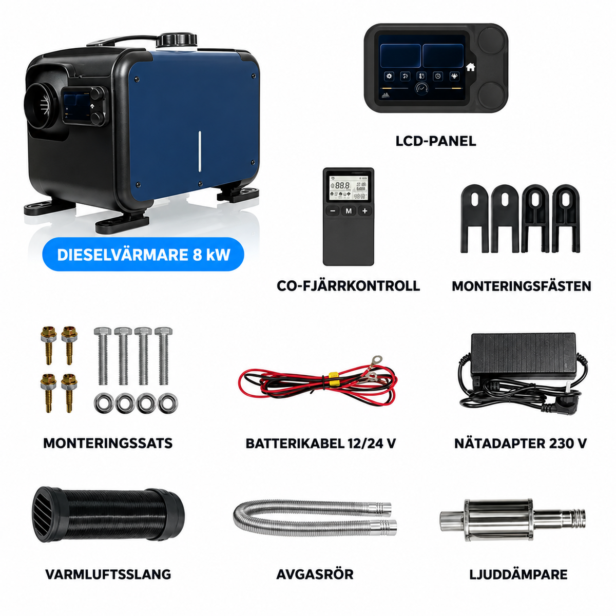 Dieselvärmare 8 KW - WiFi, CO-larm