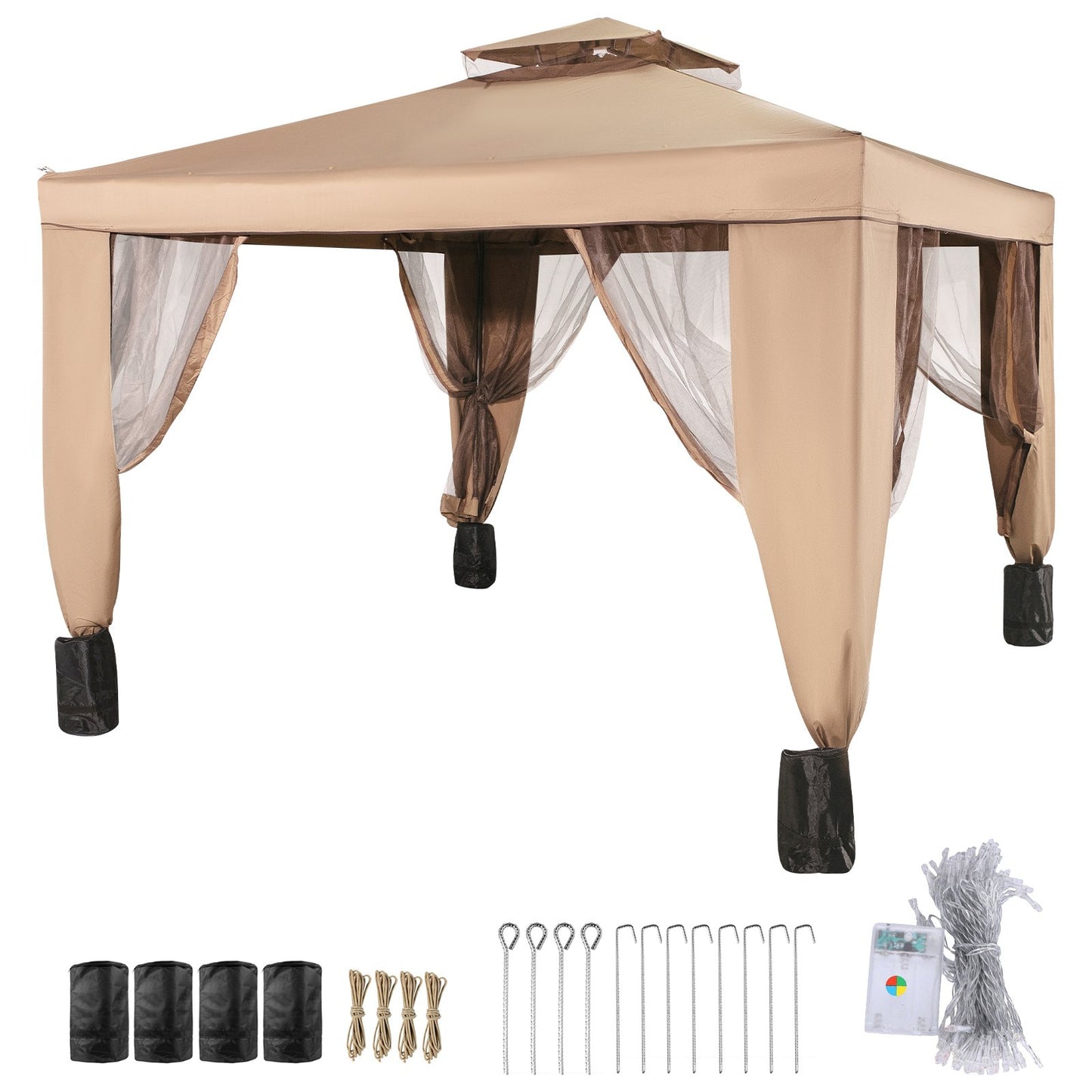 Lyxig Paviljong 3x3m PAKET ink ljusslinga