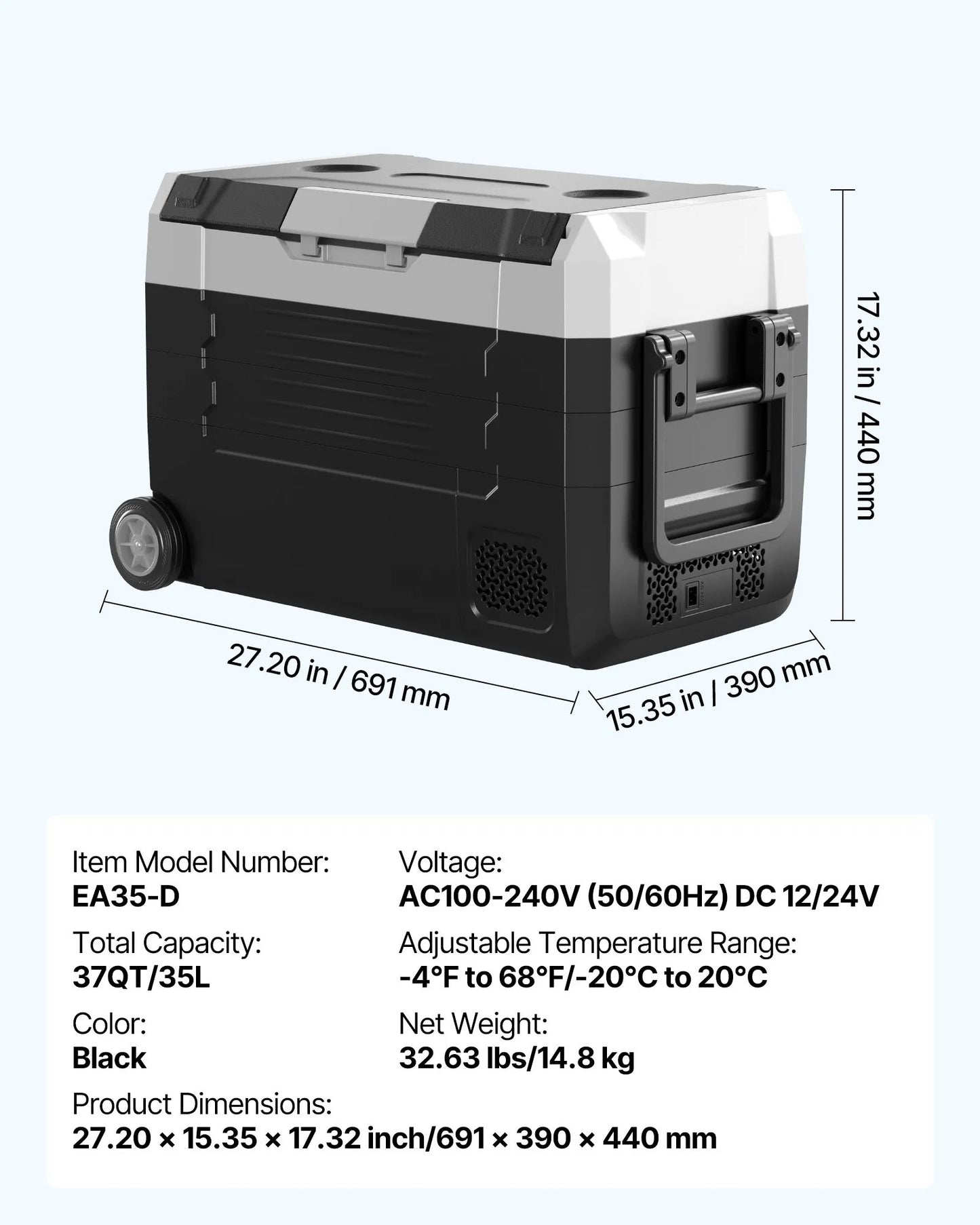 35 Liter Kyl/Frys 2 Fack / 2 Temperaturer