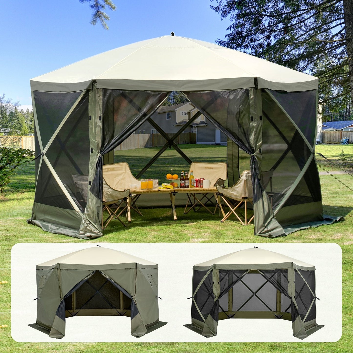 Hoppfällbar Paviljong 3.6x3.6 Militärgrön