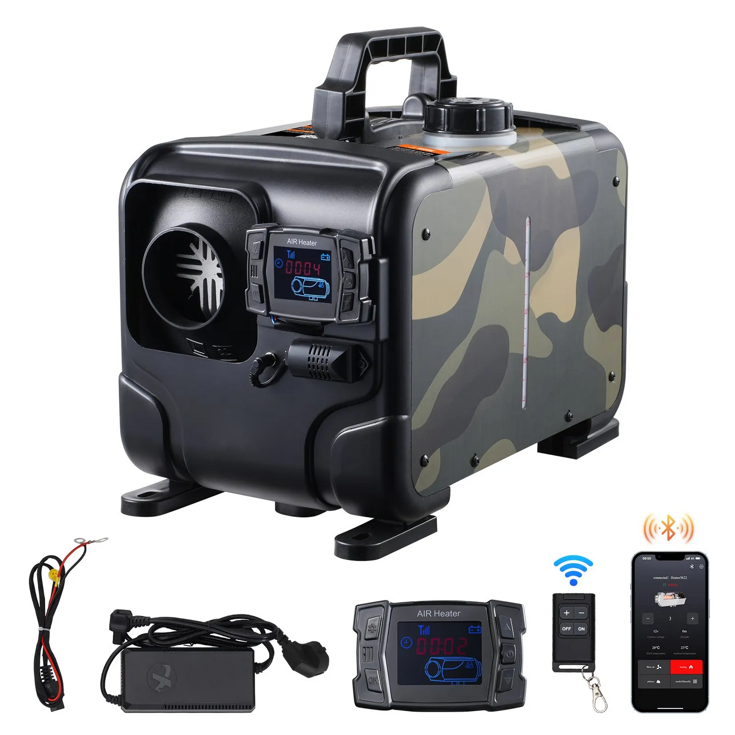 Ultimat Dieselvärmare 8kW – 12V & 230V, CO-larm, Bluetooth