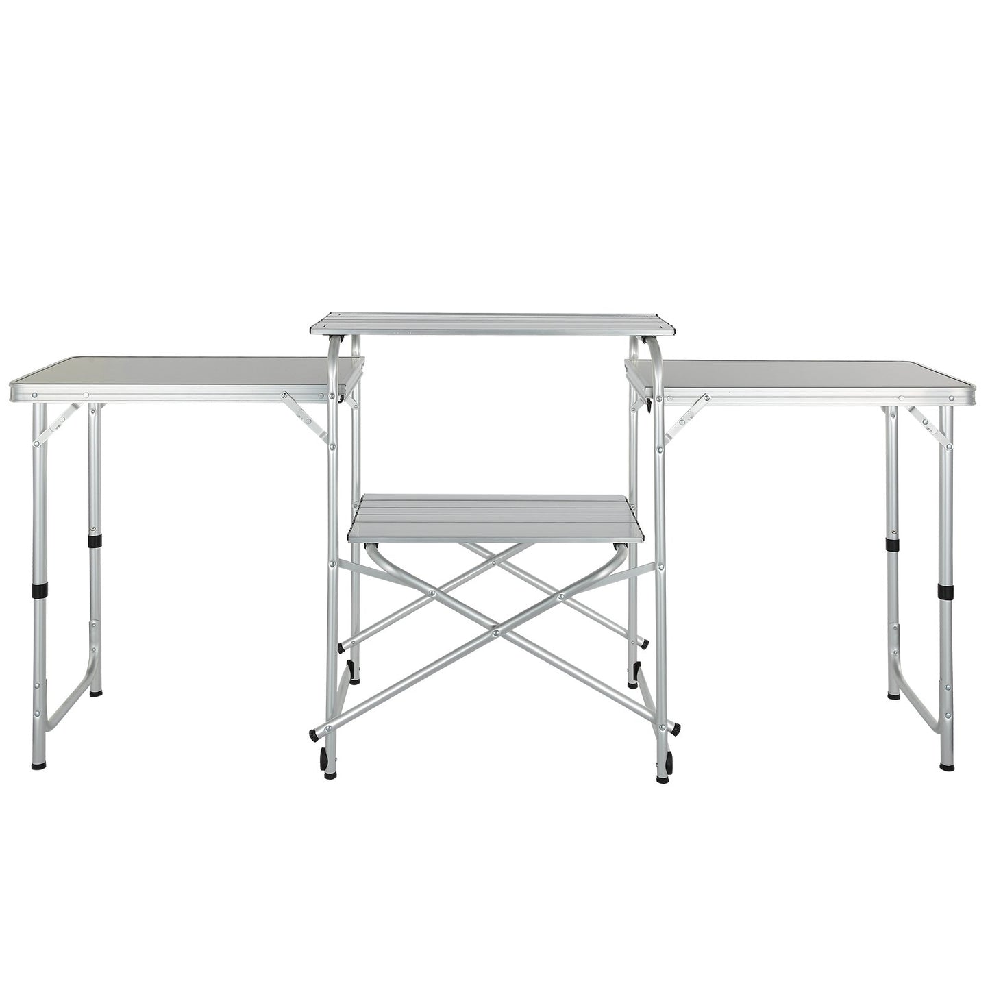 Hopfällbart campingbord 3 Stationer 3 Skåp