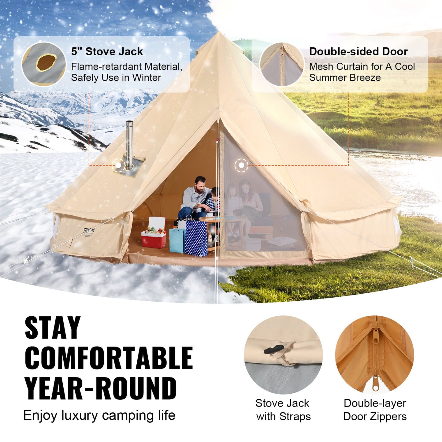 Glamping Canvas Tält - 4 Meter