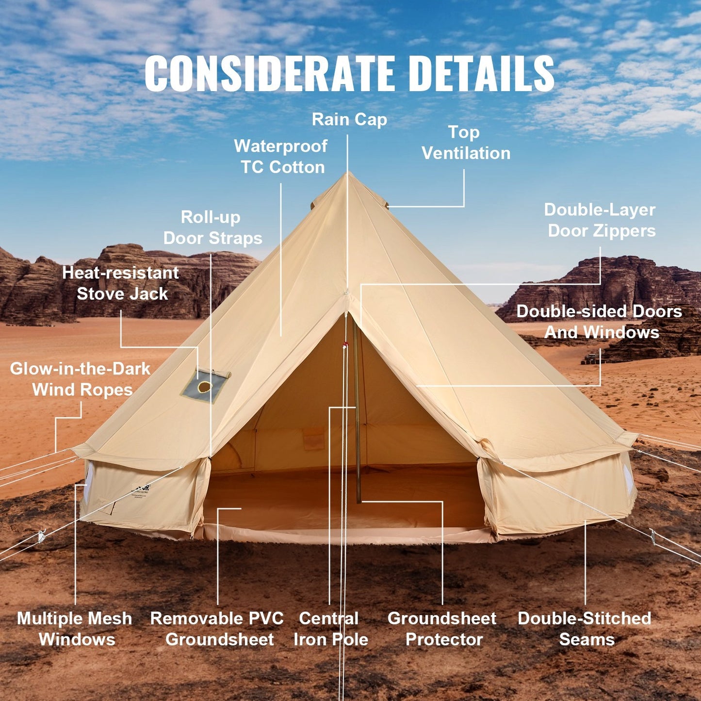 Glamping Canvas Tält - 4 Meter