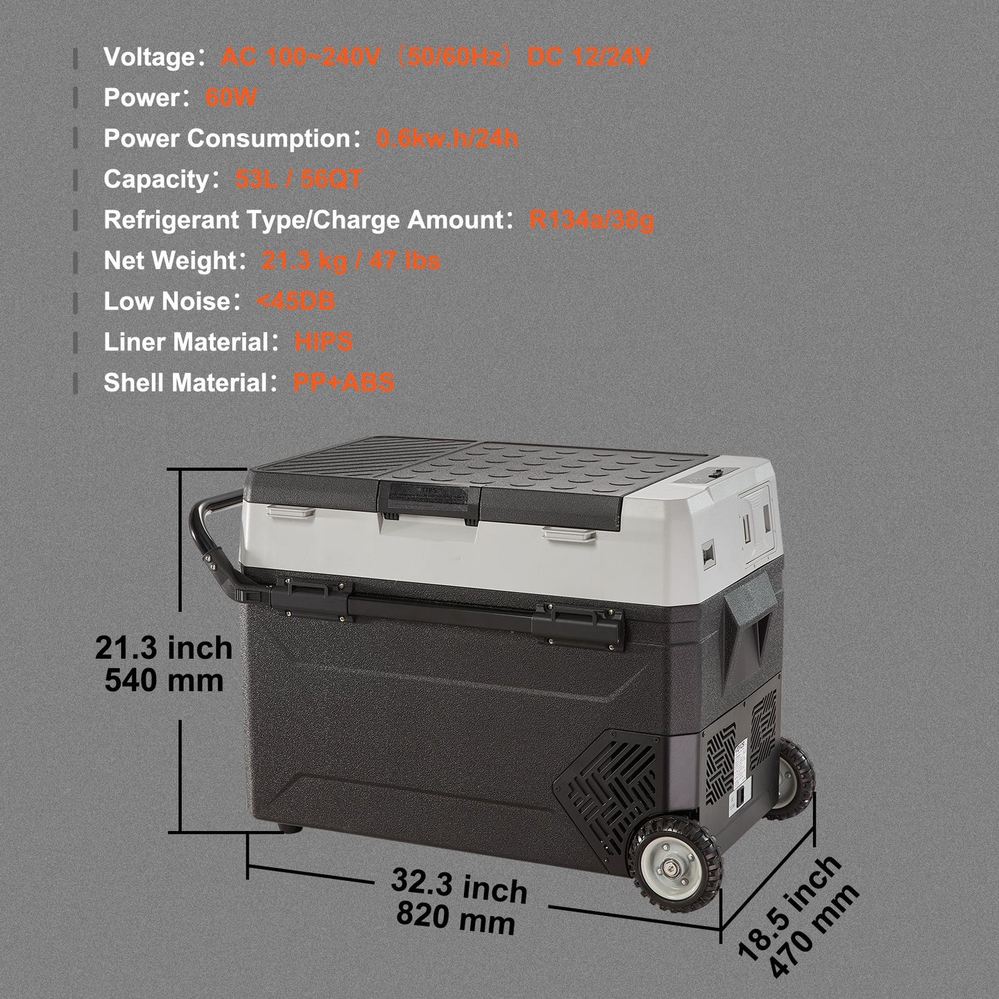 53 liters kjøleskap/fryser 2 rom / 2 temperaturer