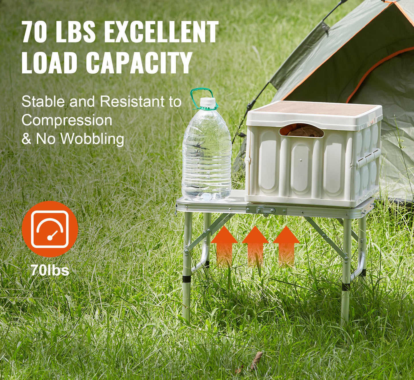 Hopfällbart campingbord 61 cm