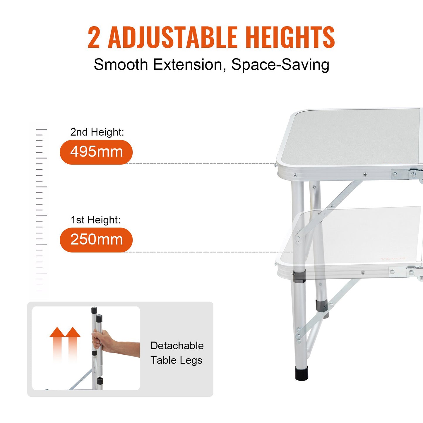Hopfällbart campingbord 61 cm