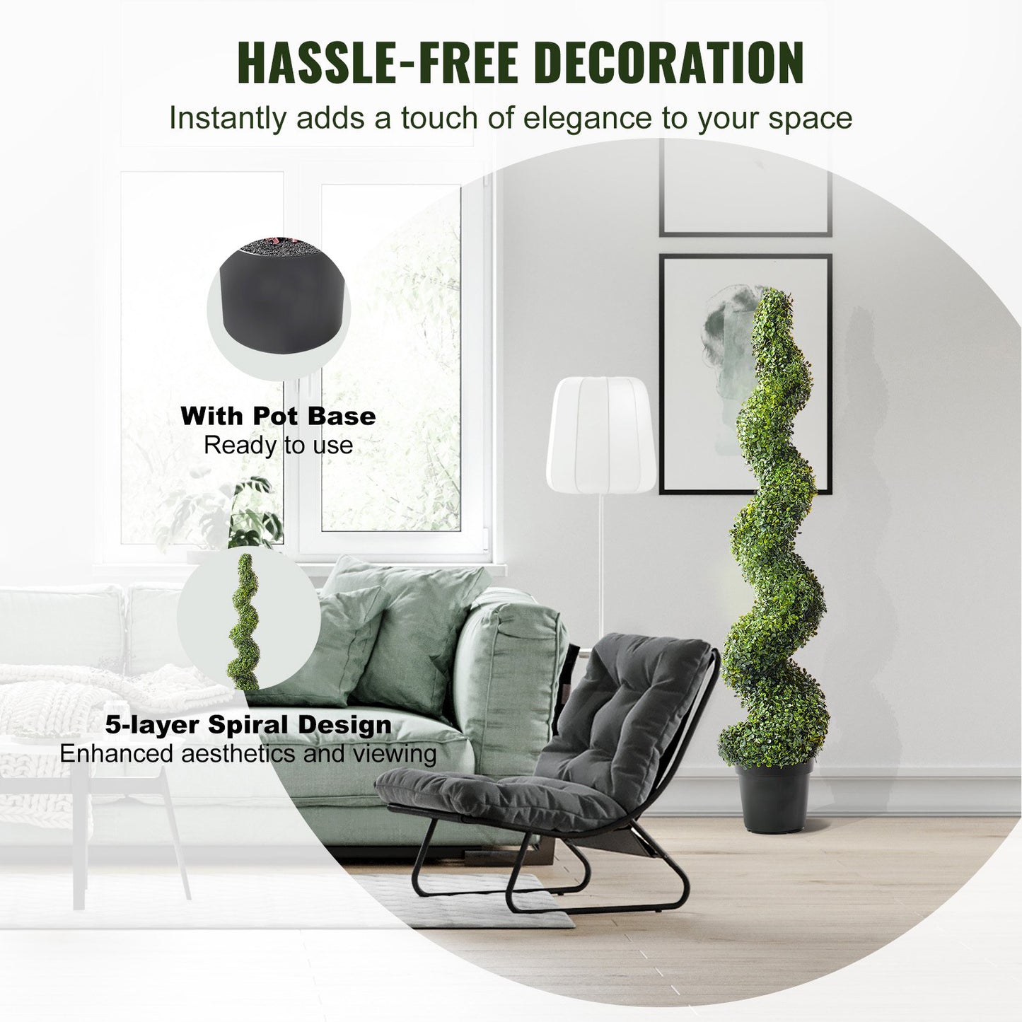Konstgjord växt Buxbomsträd spiralformad - 152 cm - 2-pack