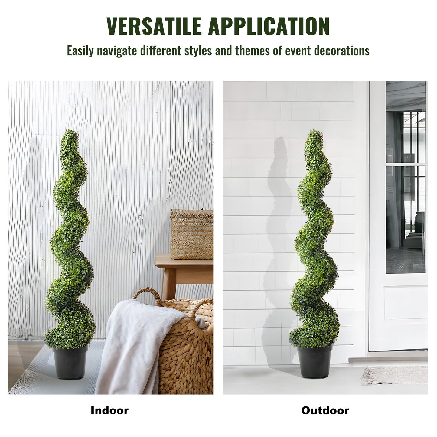 Konstgjord växt Buxbomsträd spiralformad - 152 cm - 2-pack