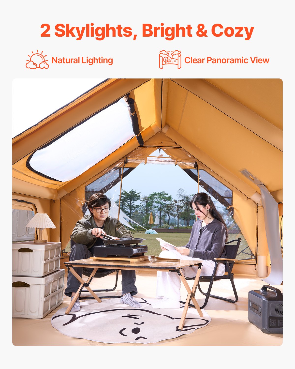 Oppblåsbart campingtelt for 5-8 personer