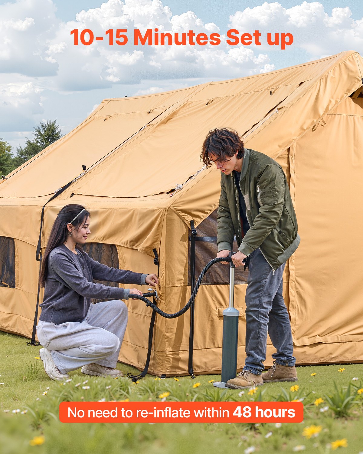 Oppblåsbart campingtelt for 5-8 personer