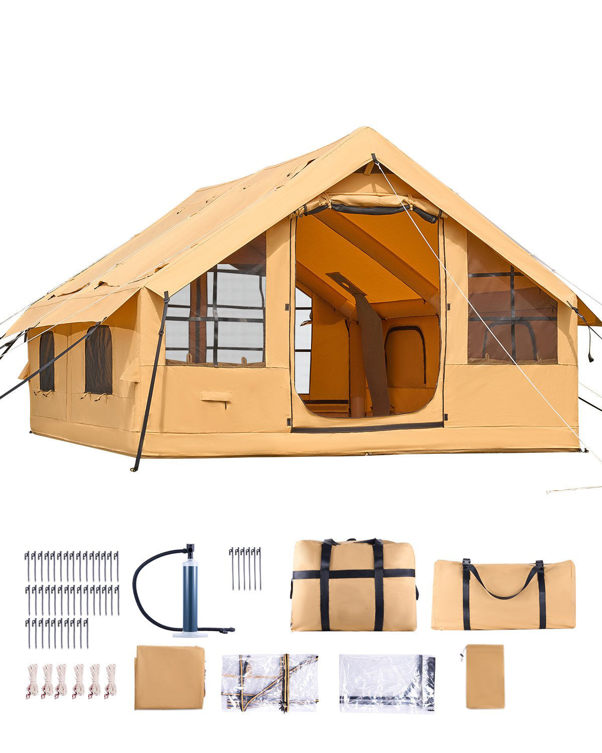 Oppblåsbart campingtelt for 5-8 personer