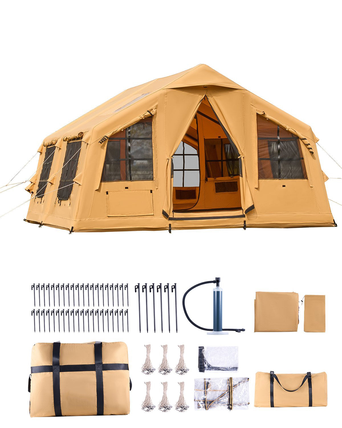 Uppblåsbart campingtält för 8-12 personer
