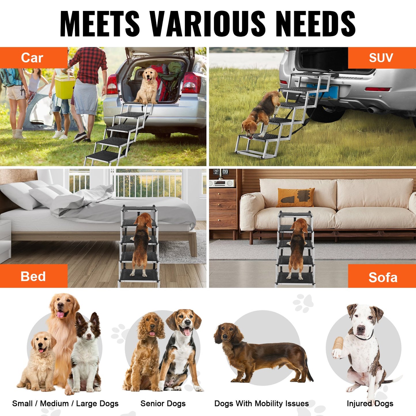 Hundtrappa för bil - 81 cm