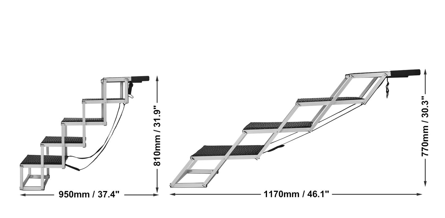 Hundtrappa för bil - 81 cm