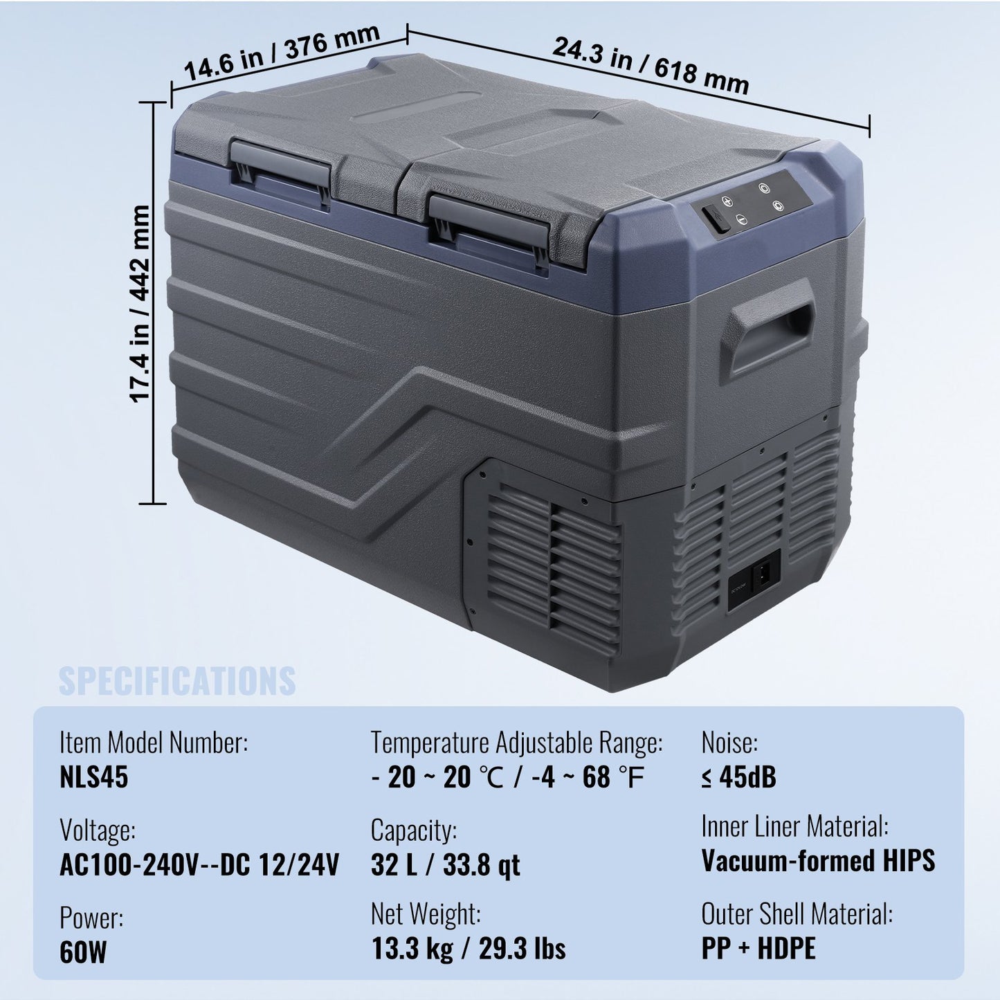 32 liters kjøleskap/fryser 2 rom / 2 temperaturer