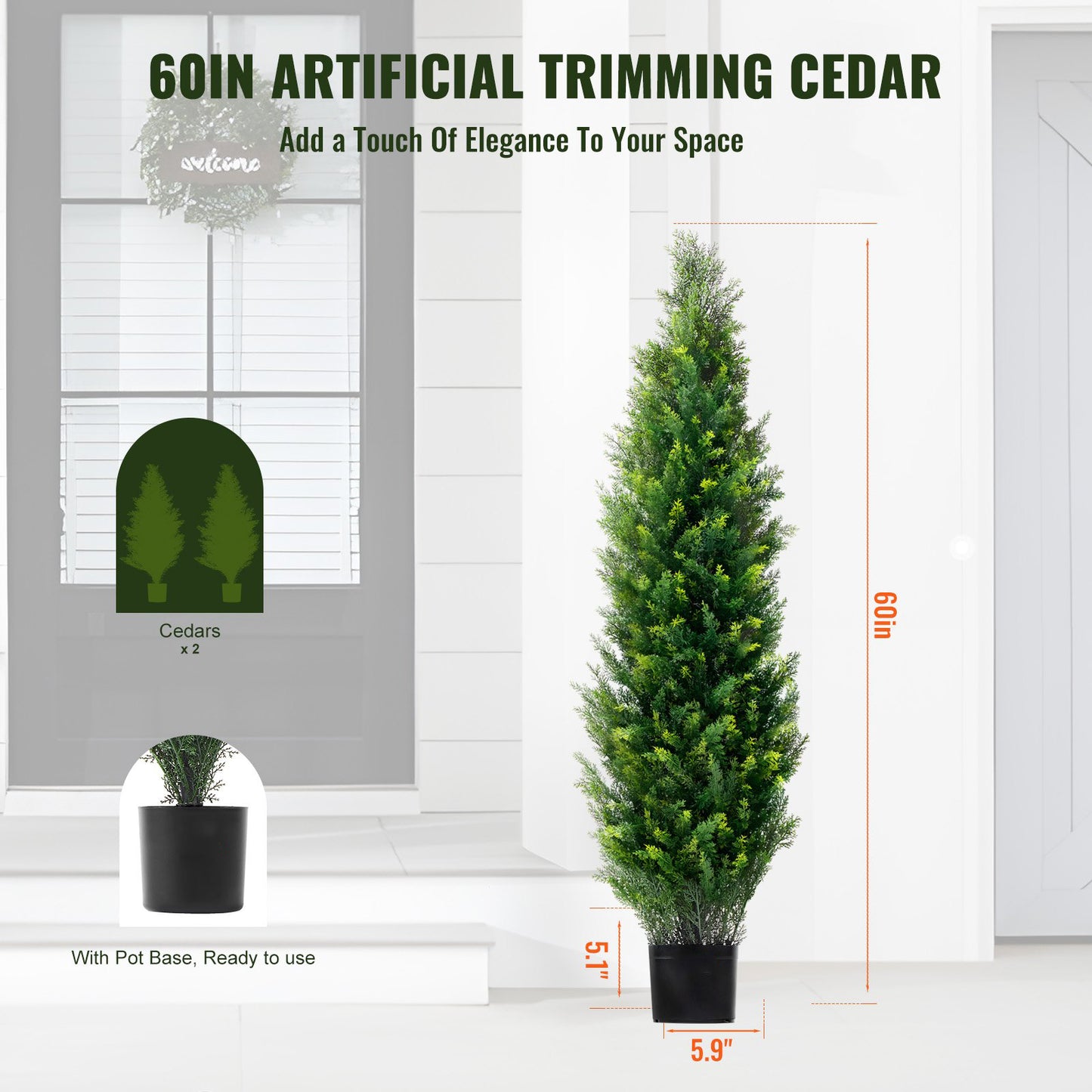 Konstgjord växt Cederträd 152 cm - 2-pack