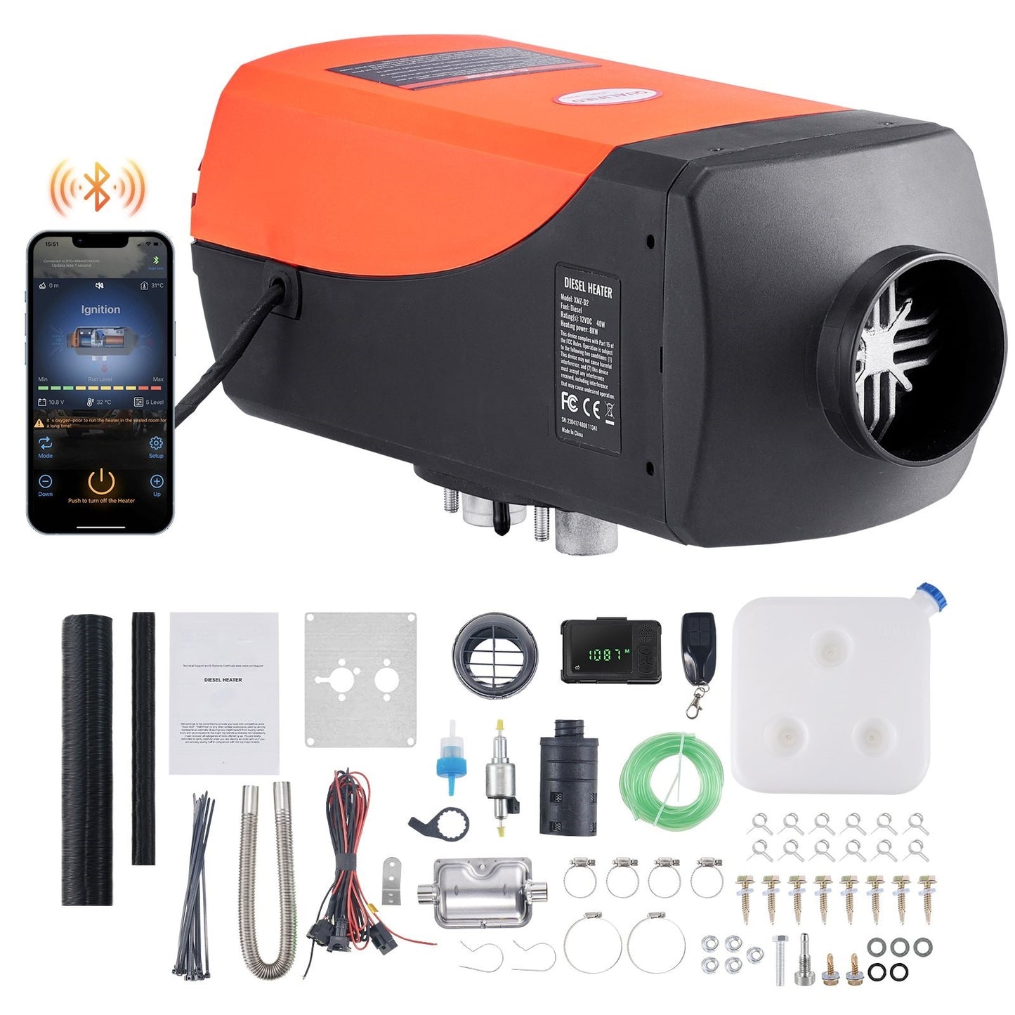 Dieselluftvärmare 8KW, PAKET - BLUETOOTH