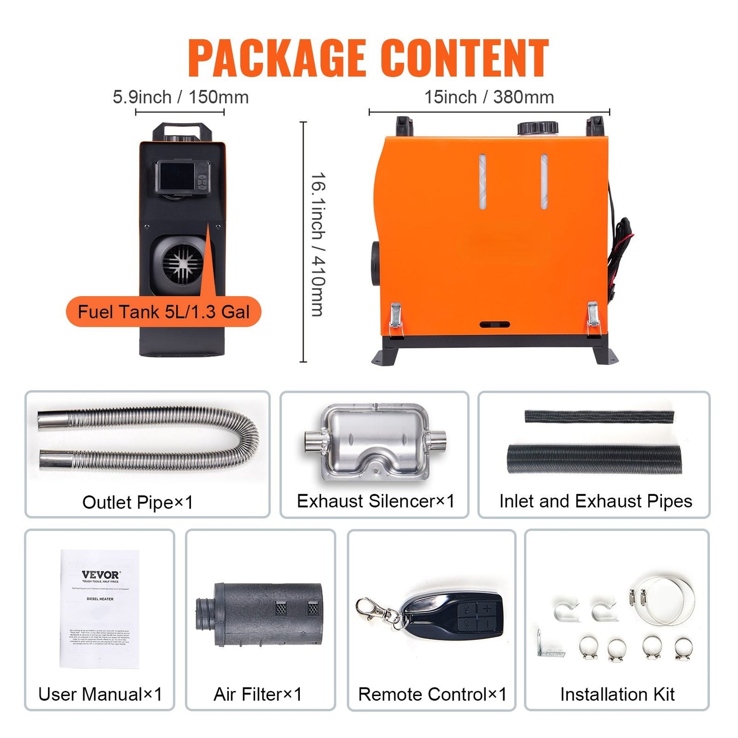 Diesel-ilmalämmitin 8 kW, all-in-one - BLUETOOTH