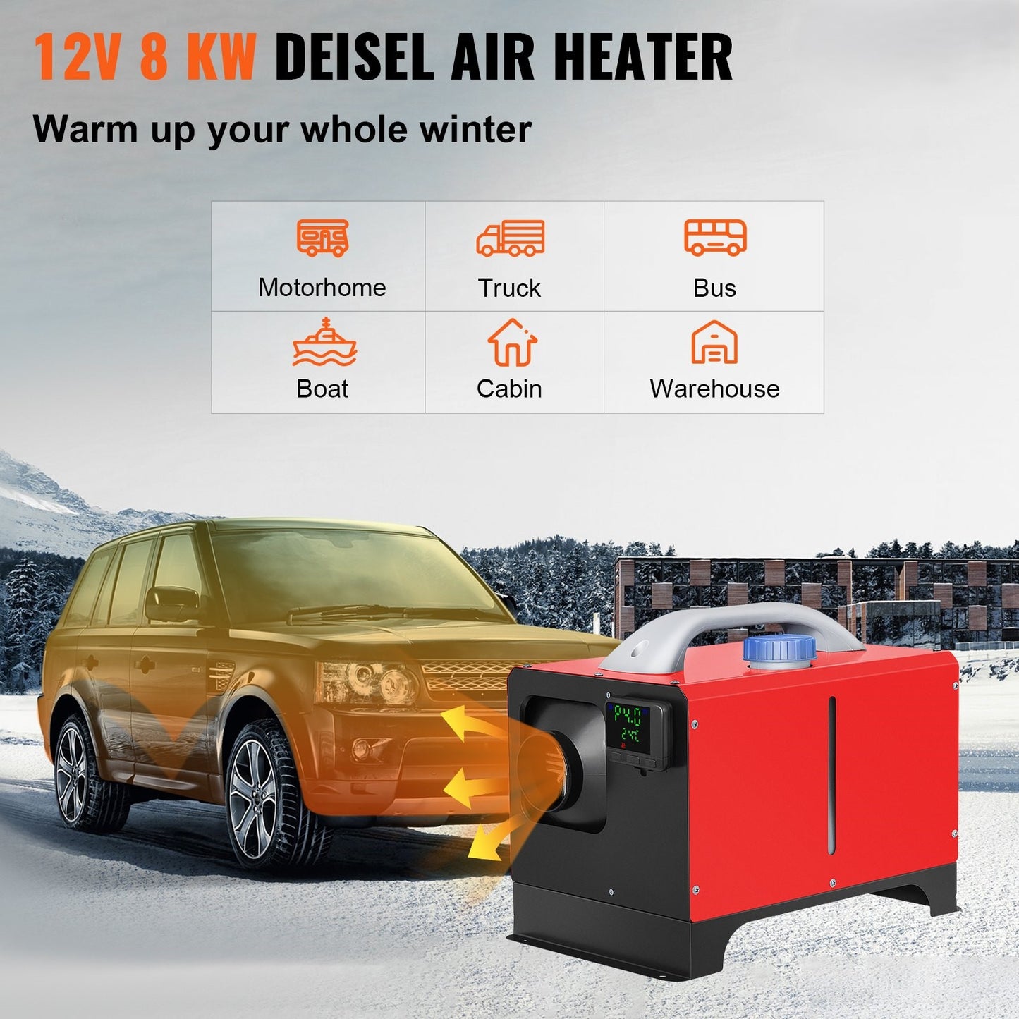 Diesel-ilmalämmitin 5 kW, 12 V kannettava