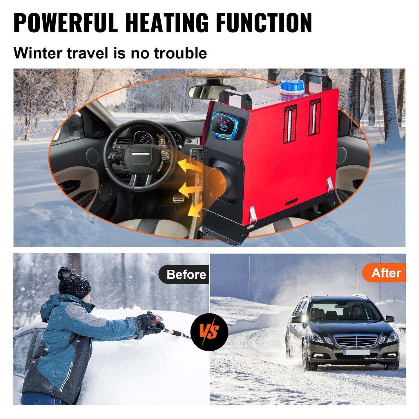 Dieselluftvärmare 8KW, 12V PAKET allt-i-ett LCD-skärm + Fjärrkontroll
