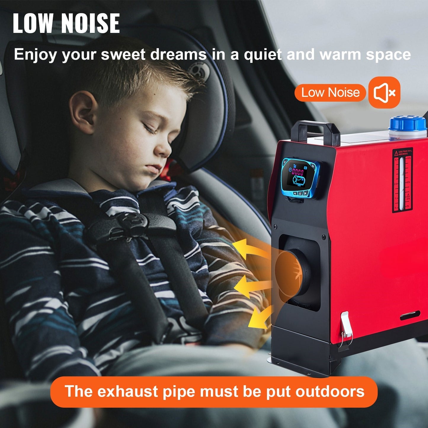 Dieselluftvärmare 8KW, 12V PAKET allt-i-ett LCD-skärm + Fjärrkontroll