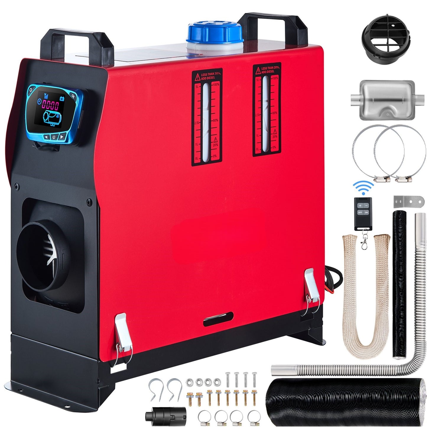 Dieselluftvärmare 8KW, 12V PAKET allt-i-ett LCD-skärm + Fjärrkontroll