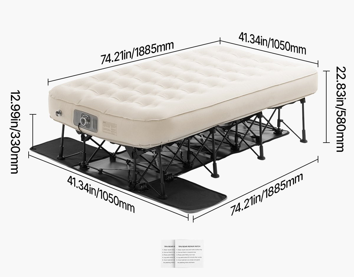 Uppblåsbar campingsäng för 1 person