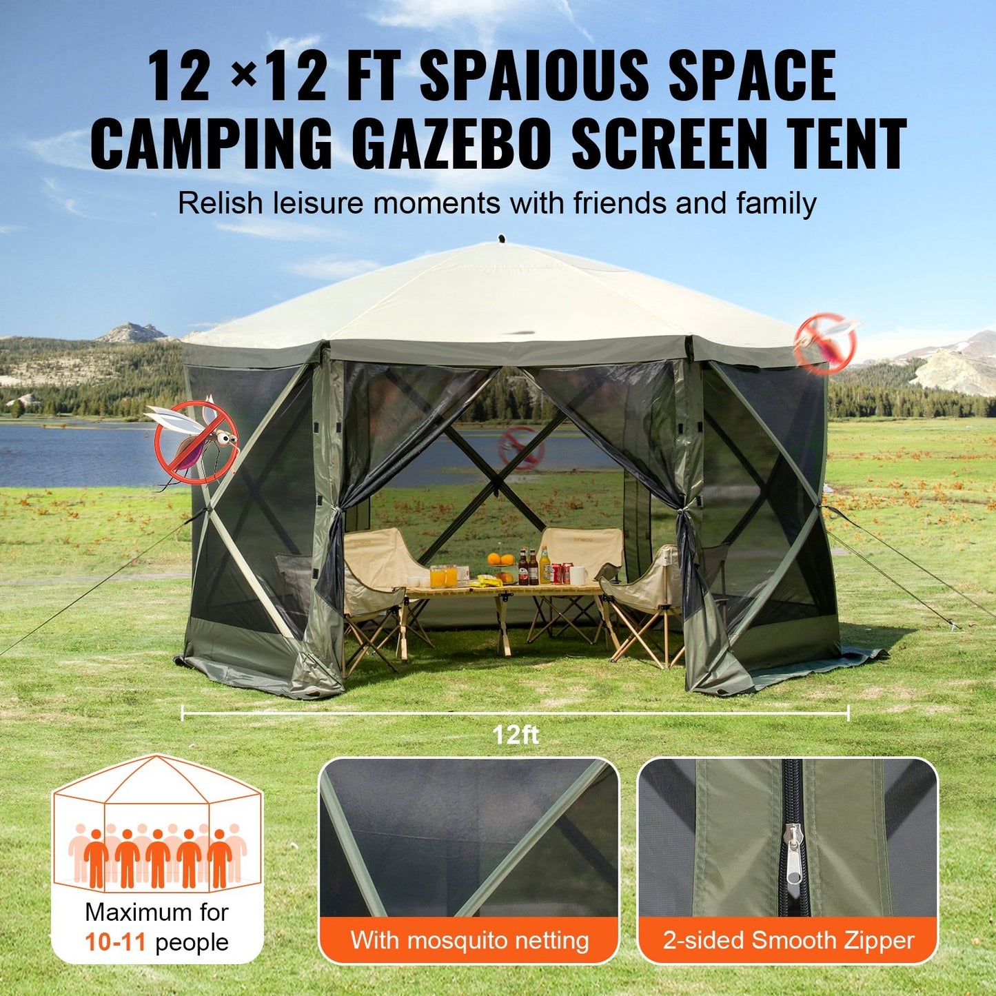 Hoppfällbar Paviljong 3.6x3.6 Militärgrön