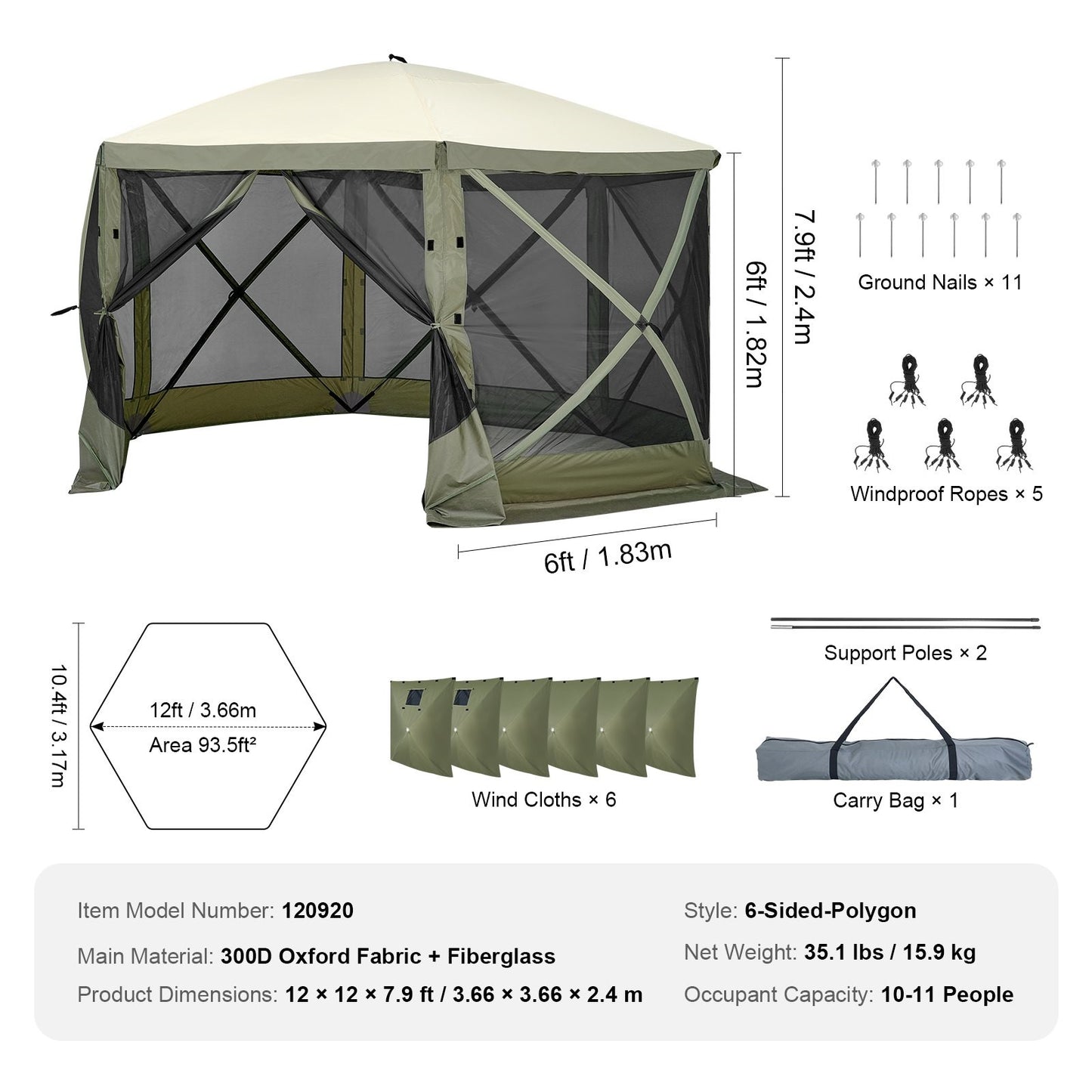 Hoppfällbar Paviljong 3.6x3.6 Militärgrön