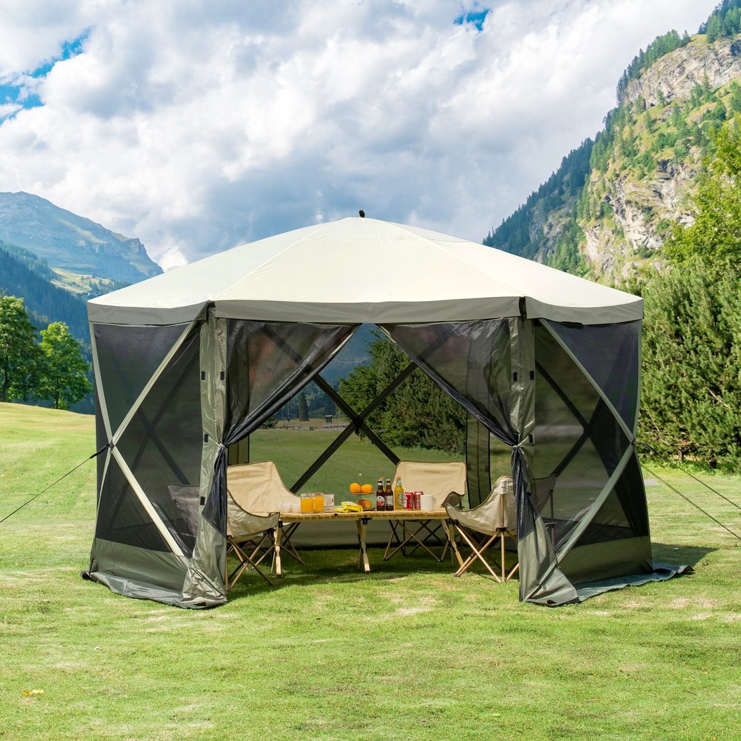 Hoppfällbar Paviljong 3.6x3.6 Militärgrön