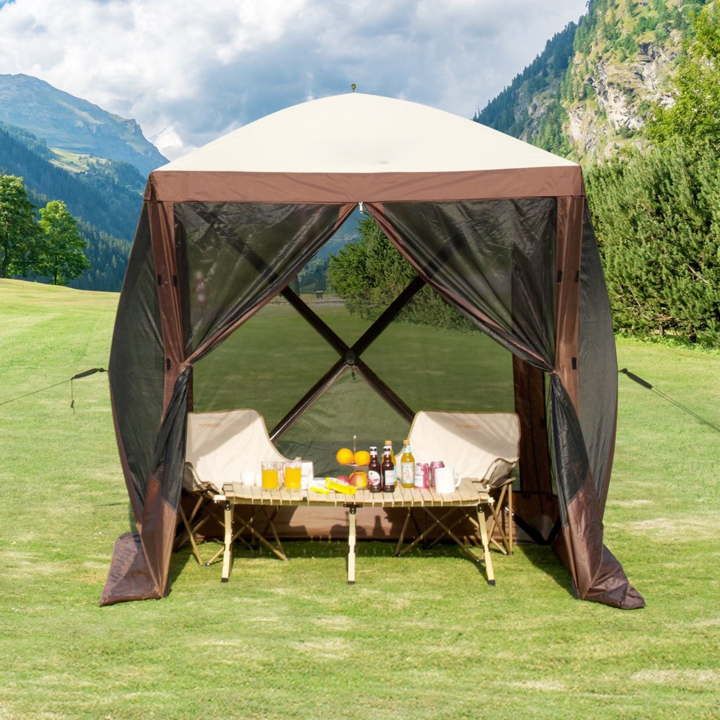 Pop-up-leirintäpaviljonki hyttysverkolla 2x2m