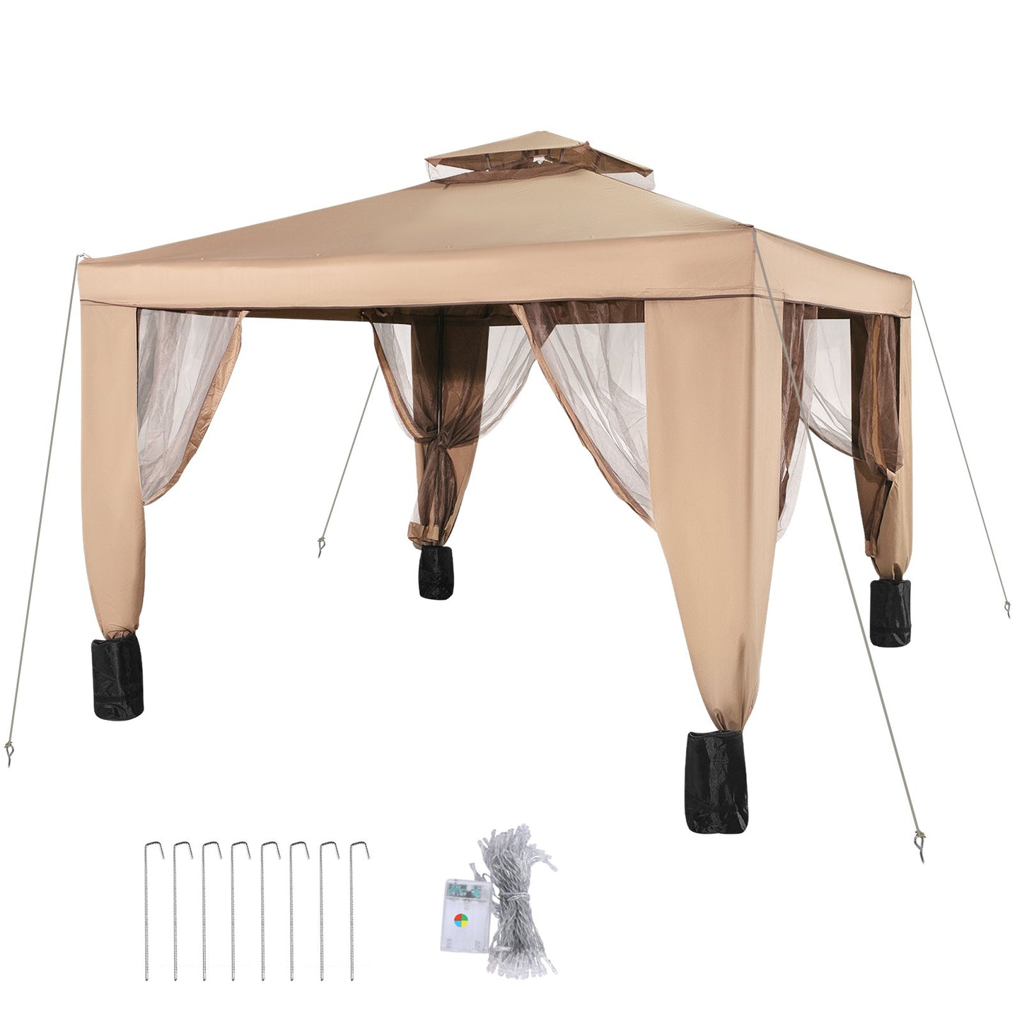 Lyxig Paviljong 3x3m PAKET ink ljusslinga