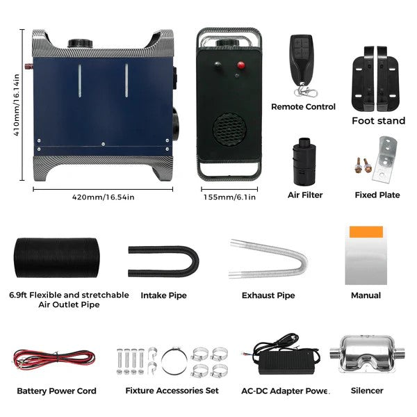 Dieselluftvärmare 8KW, allt-i-ett 12/240V - BLUETOOTH