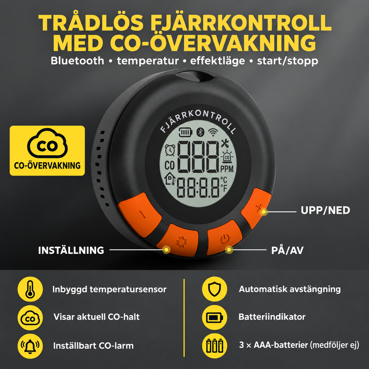 Dieselvärmare Kraftfull 9 kW WiFi, CO-larm