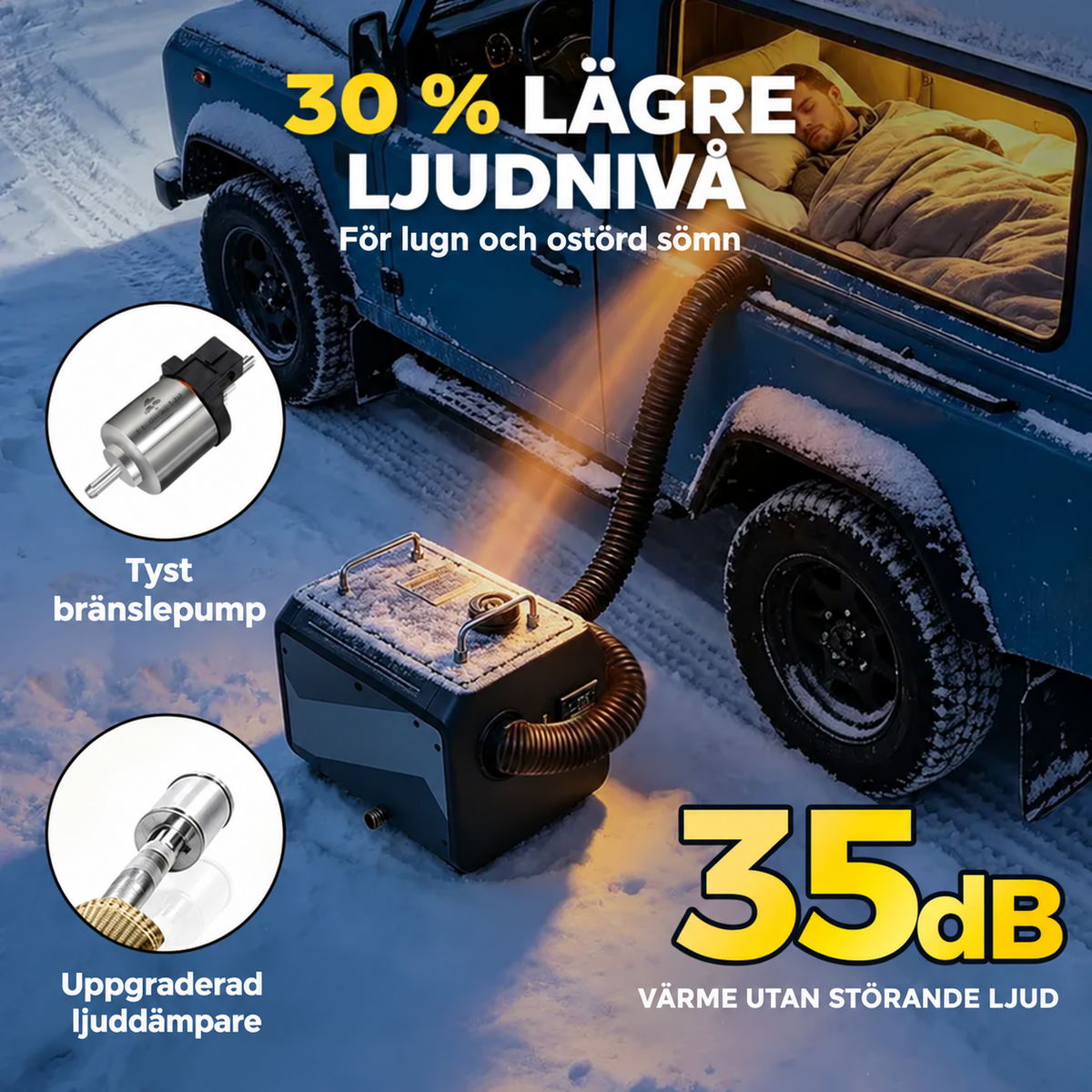 Dieselvärmare Kraftfull 9 kW WiFi, CO-larm