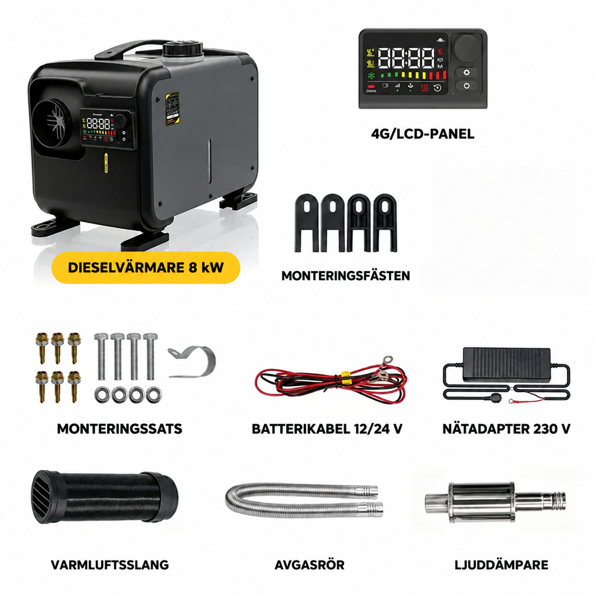Dieselvärmare 8 kW 4G SIM-kortsstyrning