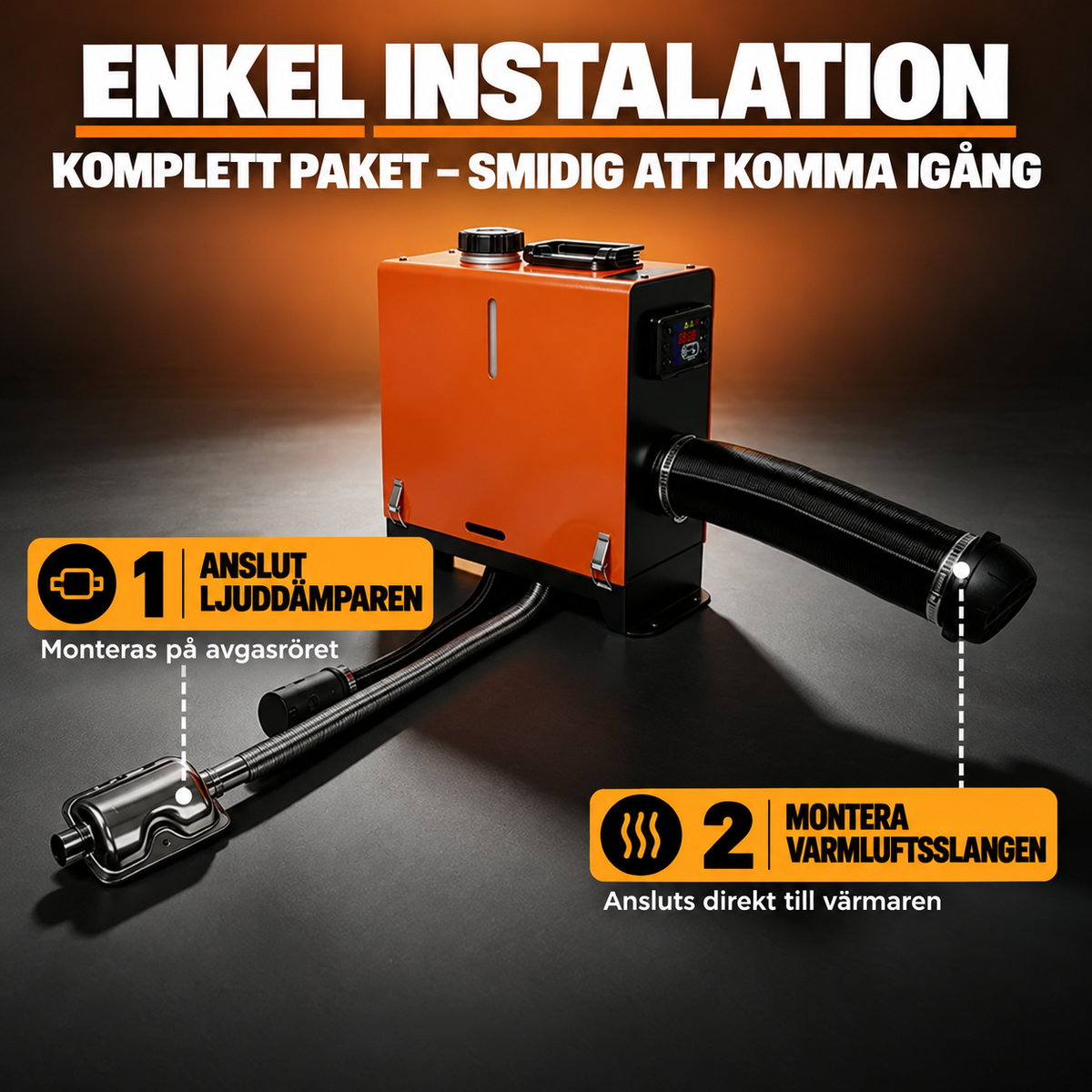 Dieselvärmare 8 kW 12/24 V – allt-i-ett HÖG