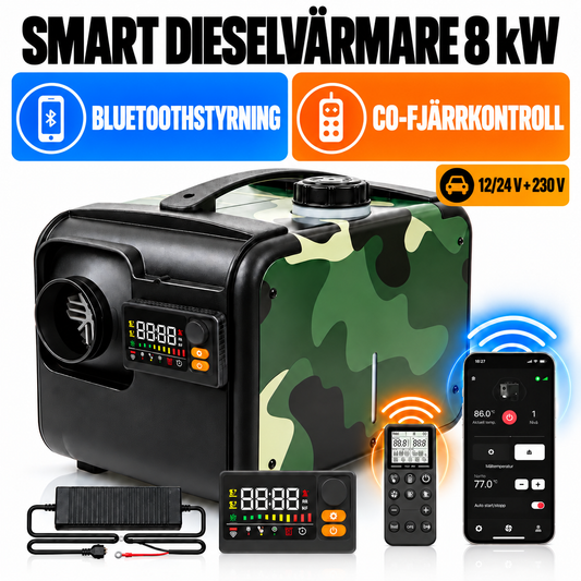 Dieselvärmare 8 kW, Bluetooth - CO-fjärrkontroll