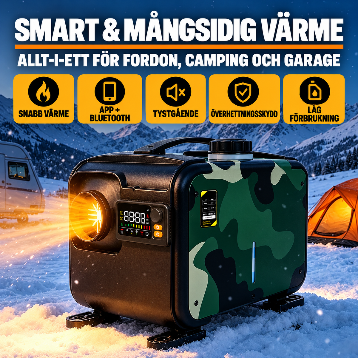 Dieselvärmare 8 kW, Bluetooth - CO-fjärrkontroll