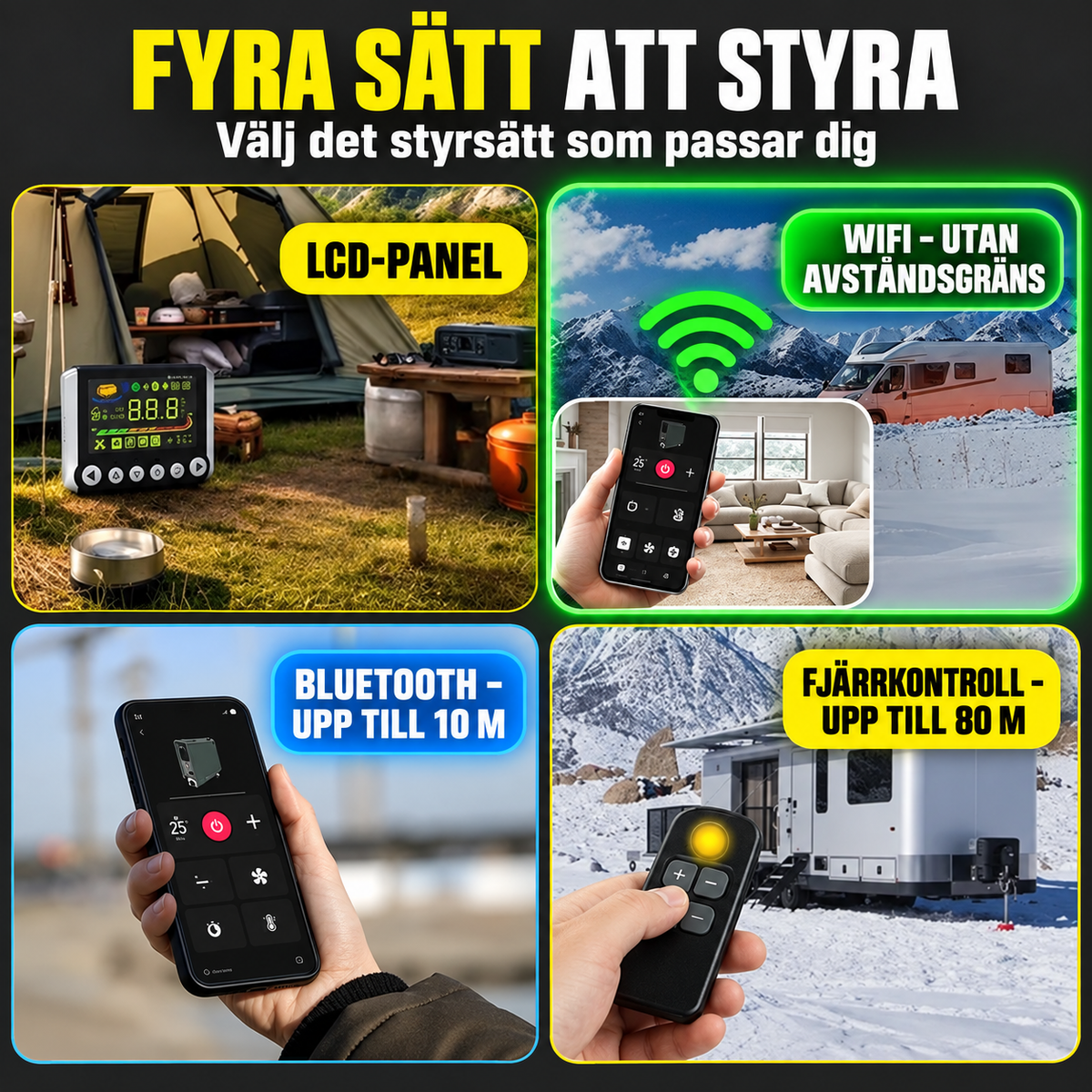 Dieselvärmare 8 kW, WiFi, Bluetooth – 12/24 V