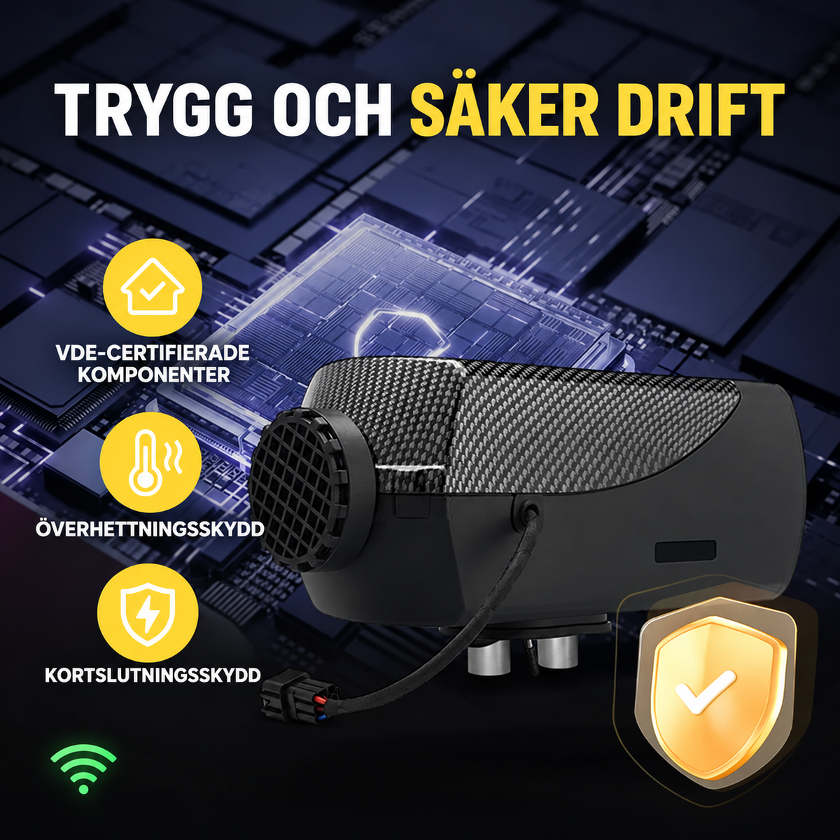 Dieselvärmare 8 kW, WiFi, Bluetooth – 12/24 V