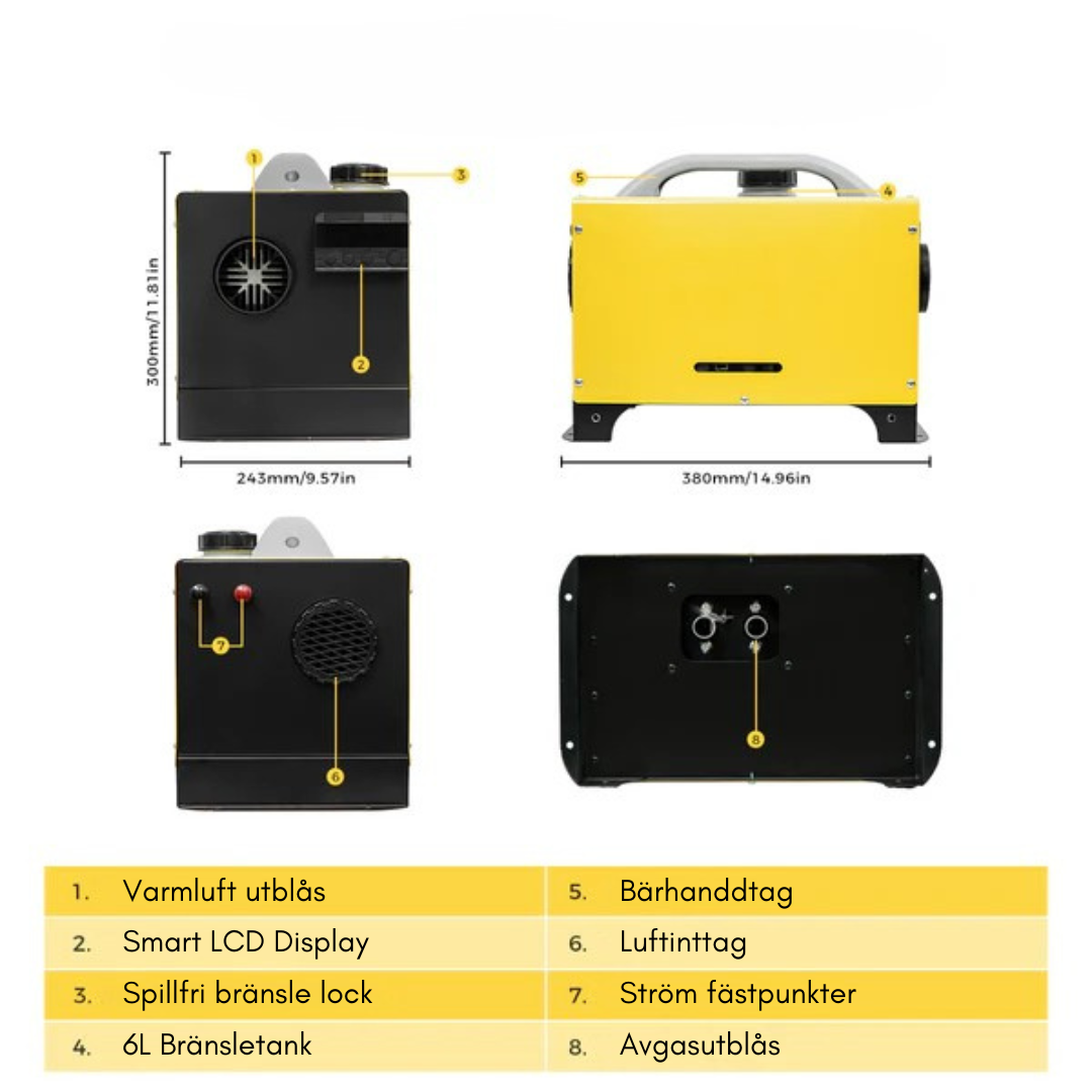 Dieselvärmare 8kW SIM-Kort fjärrstyrning