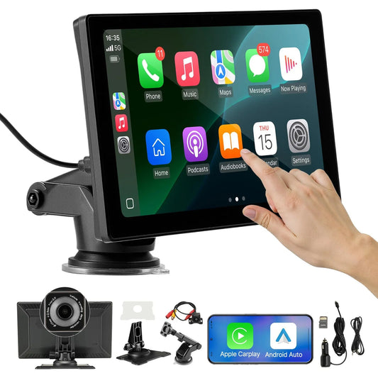 9" CarPlay‑skärm PAKET med 4K‑kamera, backkamera & minneskort