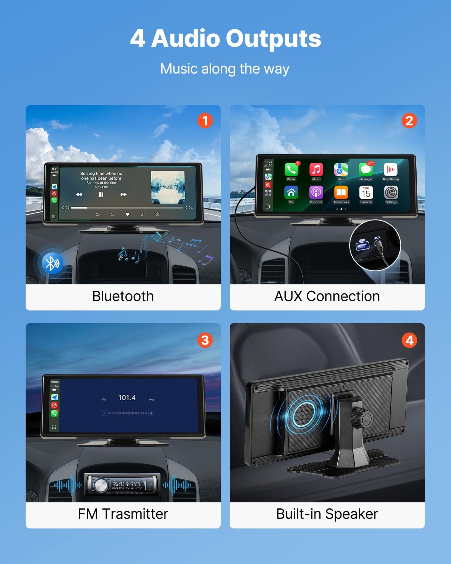 10" Trådlös CarPlay‑skärm
