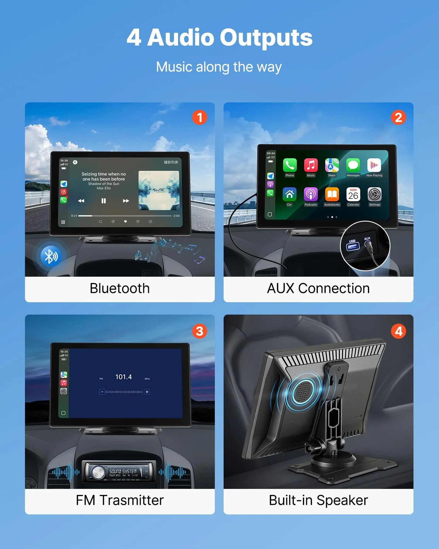 9" Trådlös CarPlay‑skärm