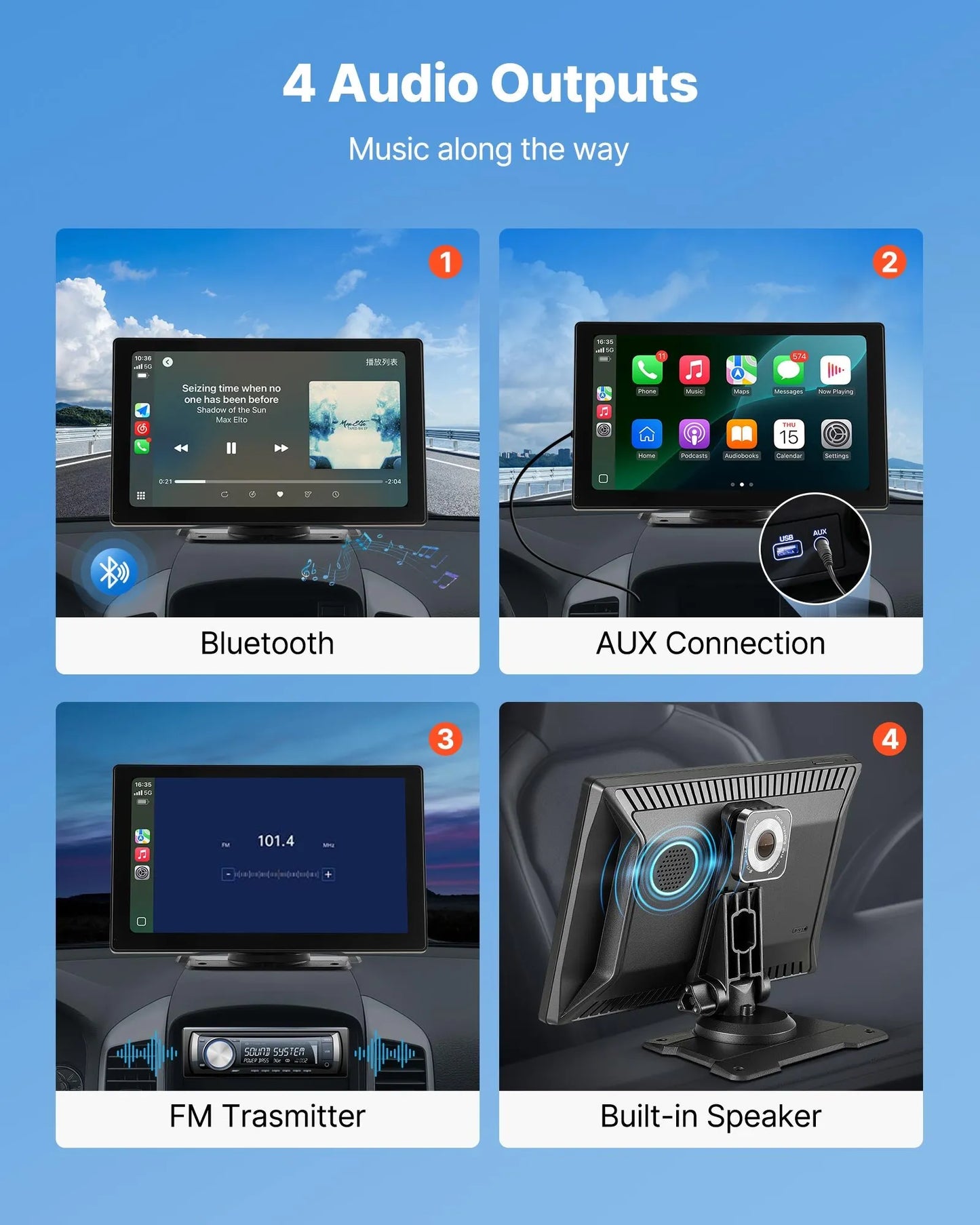 9" CarPlay‑skärm PAKET med 4K‑kamera, backkamera & minneskort